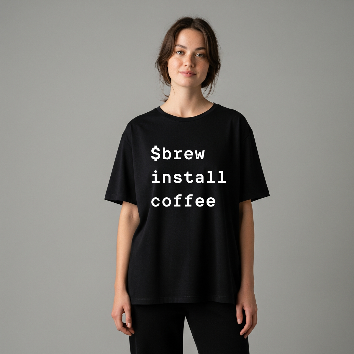 $Brew Install Coffee – Funny Developer T-Shirt