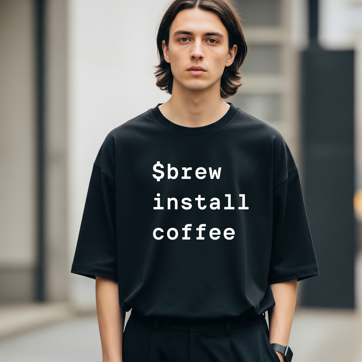 $Brew Install Coffee – Funny Developer T-Shirt